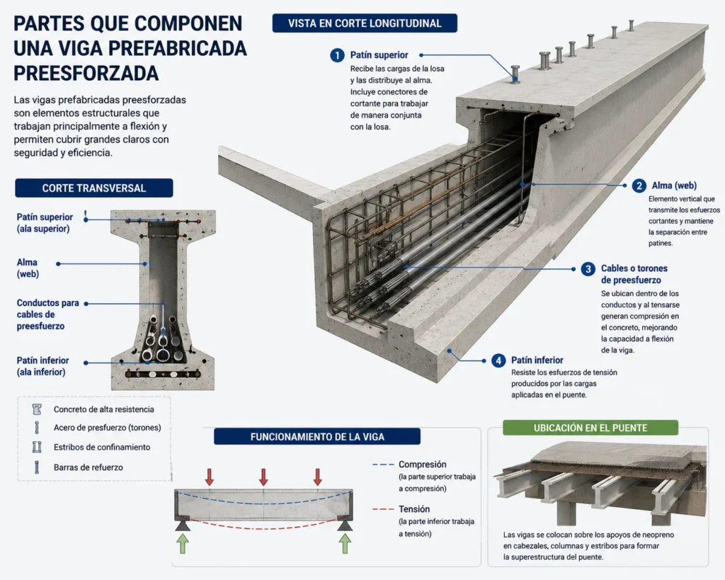 PARTES DE UNA VIGA DE PRESFUERZO