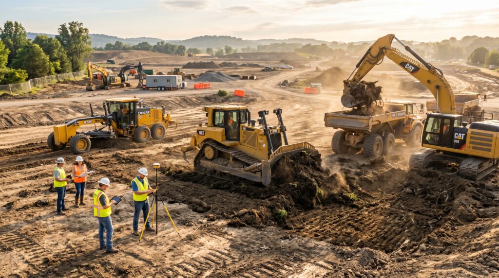 Preparación del terreno antes del proceso de compactación del suelo.